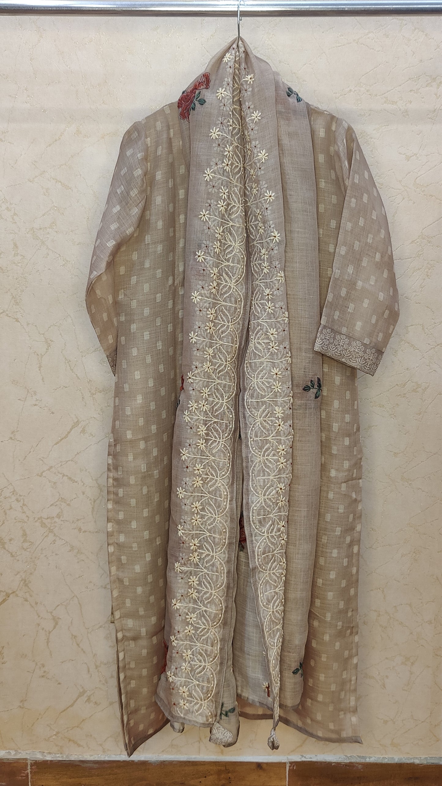 Pure Jamdani Kurti With Pant and Dupatta Set M91900SS