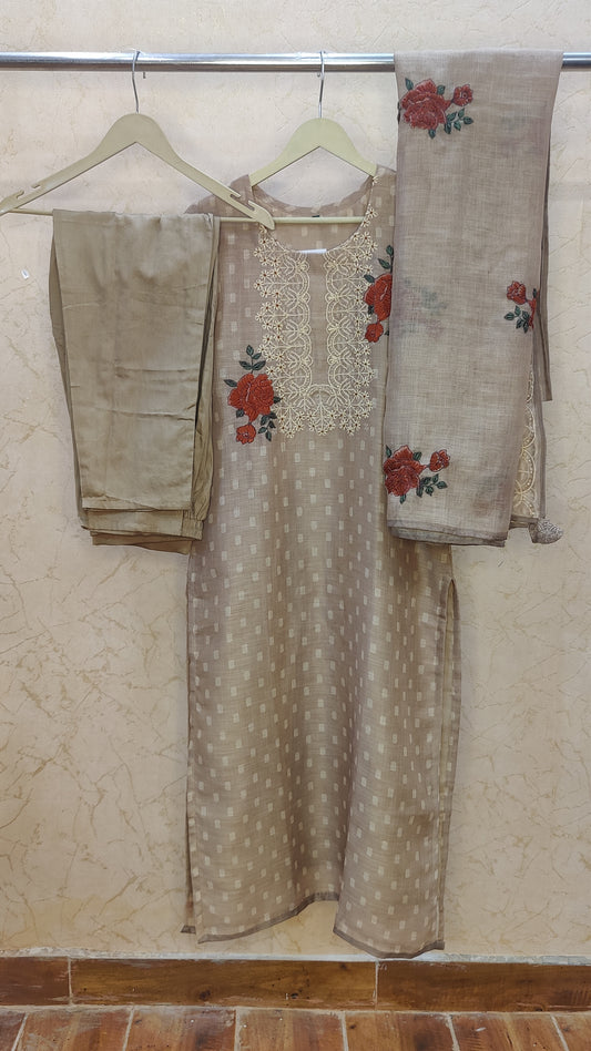 Pure Jamdani Kurti With Pant and Dupatta Set M91900SS