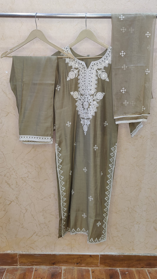 Muslin kurti with pant and dupatta set. M91125GLS
