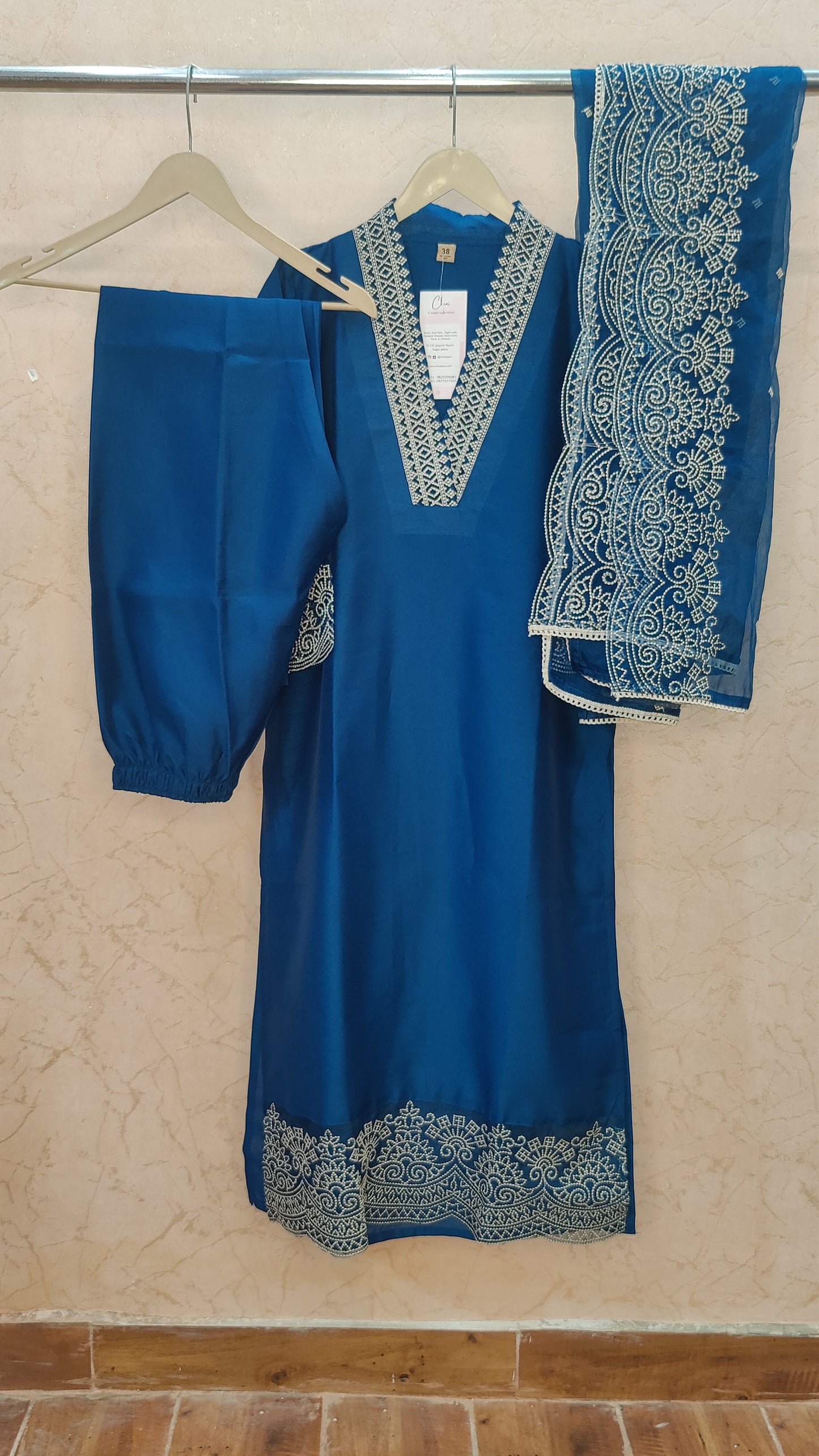 Roman Silk Kurti with pant and dupatta M91025AUR