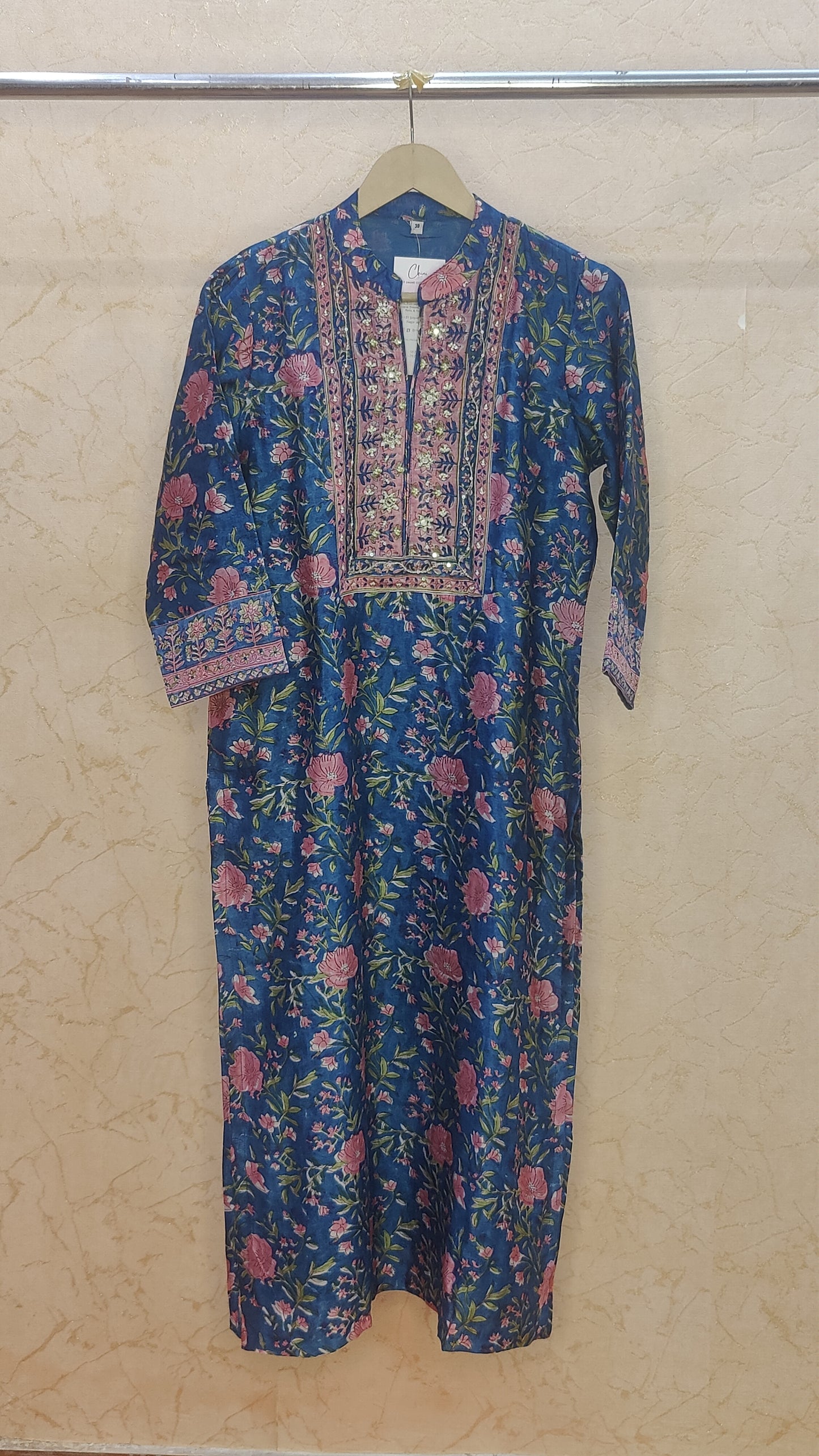 Pure Chanderi Kurti with pant and dupatta M92400/SHL