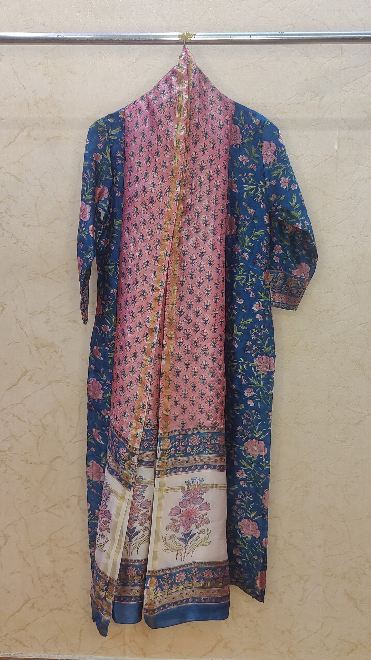 Pure Chanderi Kurti with pant and dupatta M92400/SHL