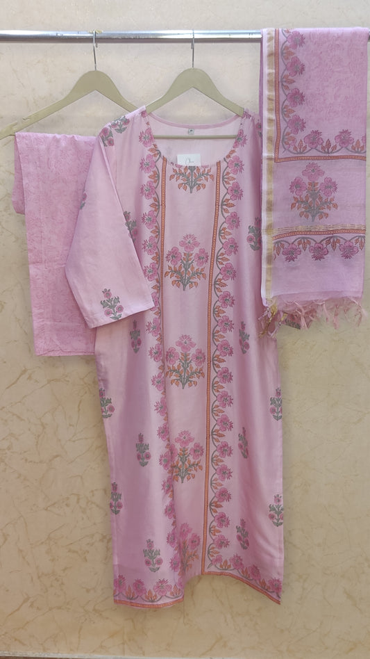 Pure Chanderi Kurti with pant and dupatta M92200/SHL