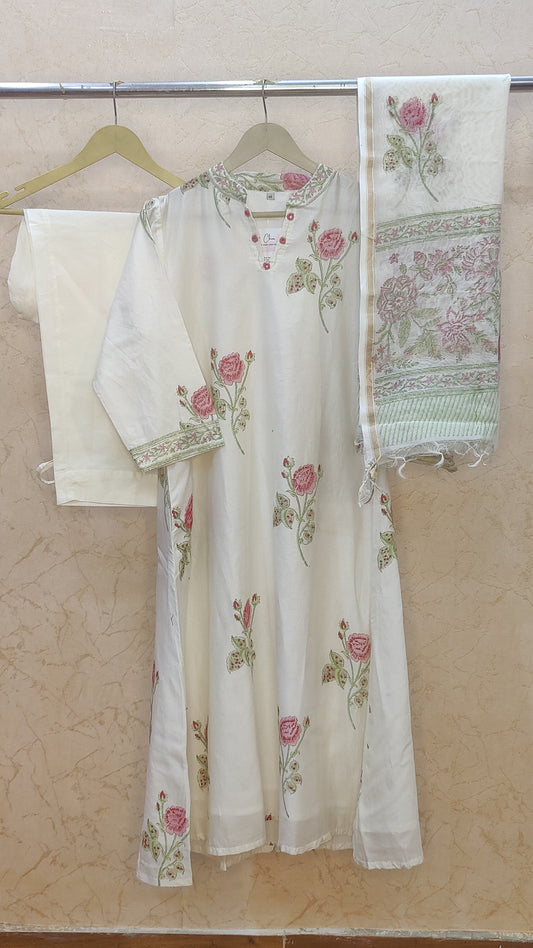 Pure Chanderi Kurti with pant and dupatta M92200/SHL