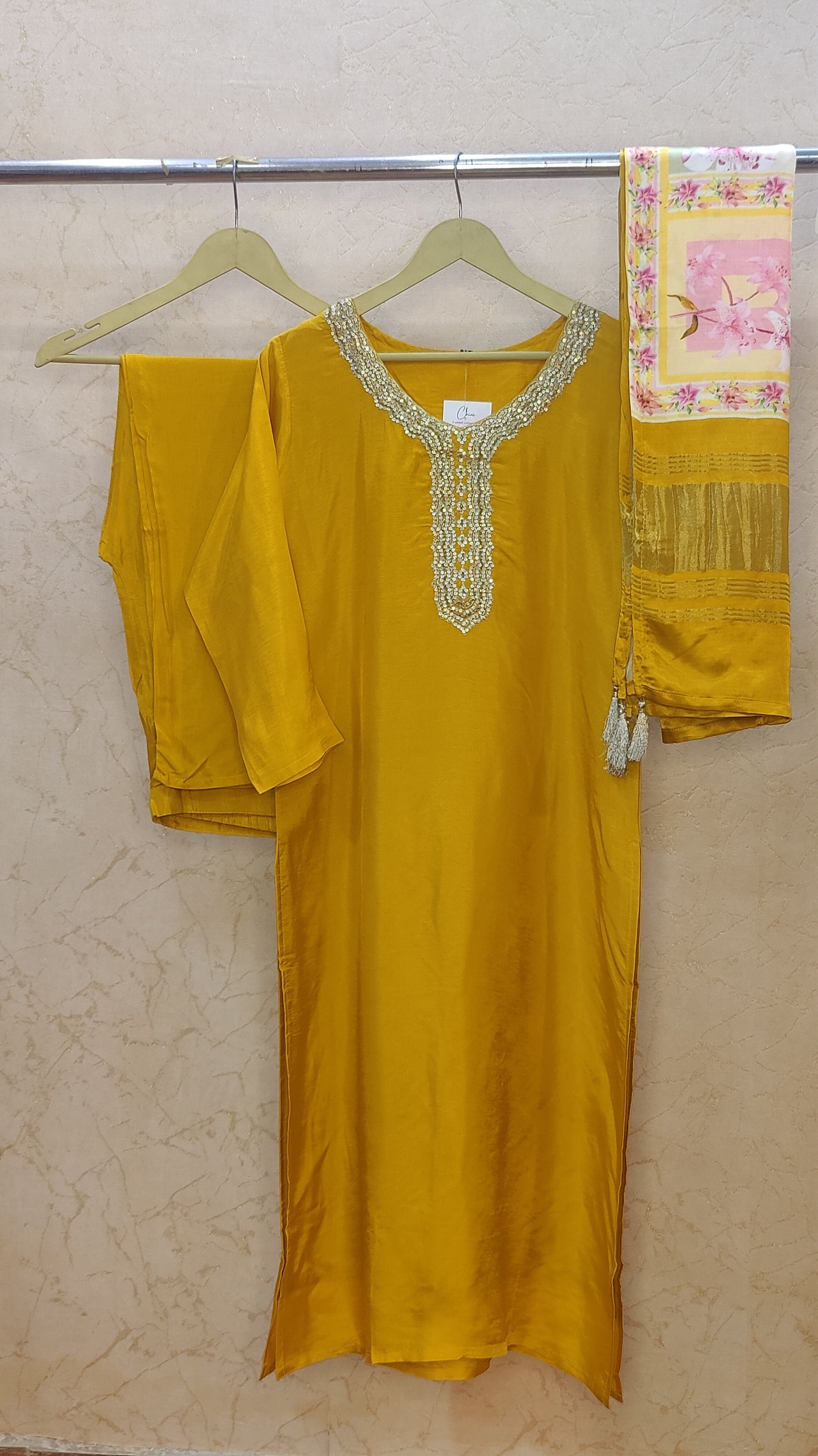 Pure Silk Kurti with pant and dupatta M91970RF