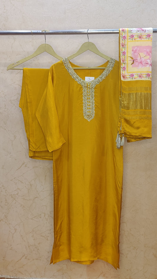 Pure Silk Kurti with pant and dupatta M91970RF
