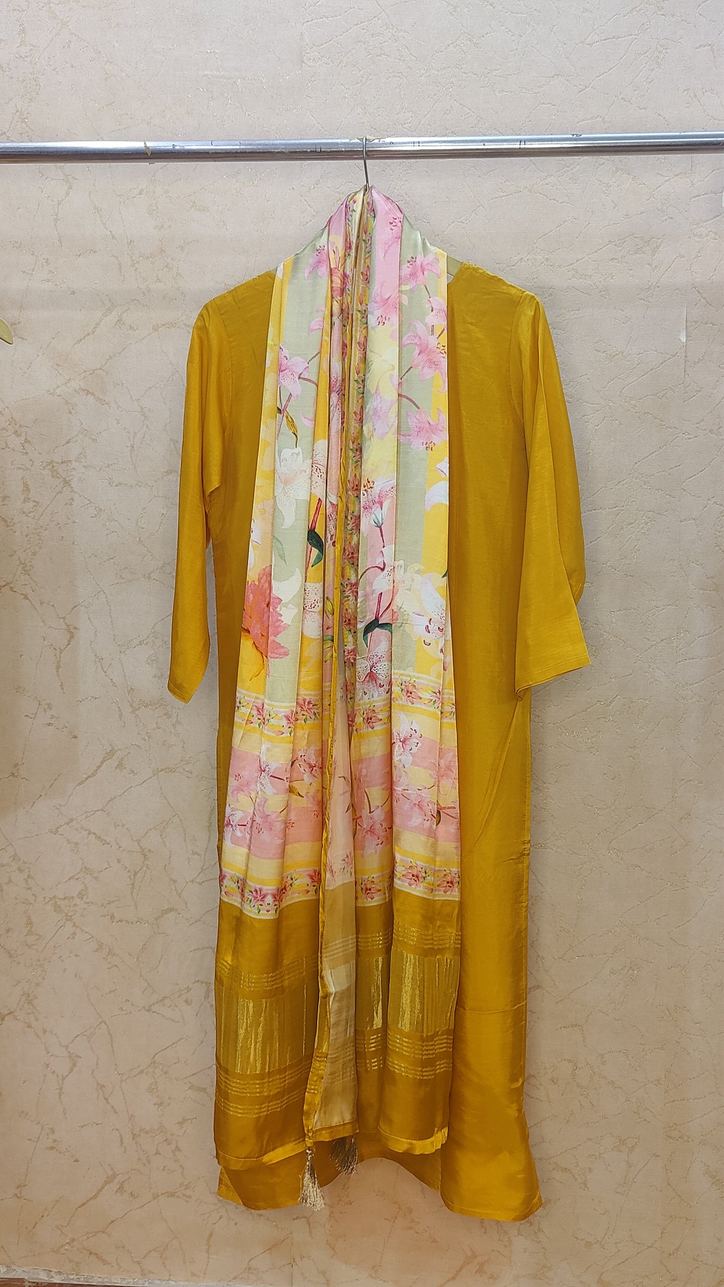 Pure Silk Kurti with pant and dupatta M91970RF