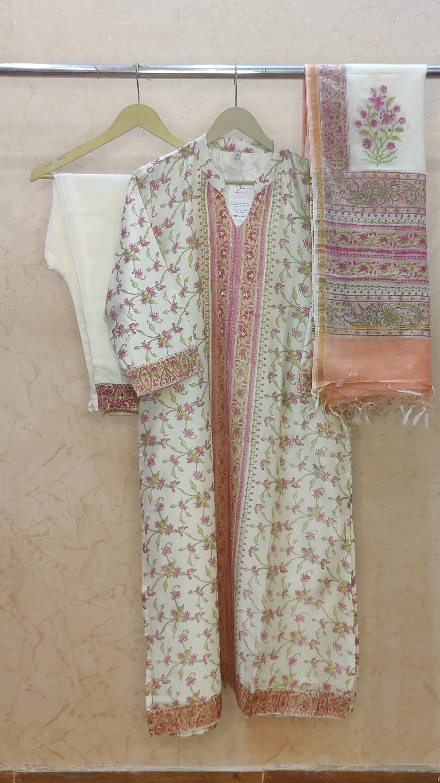 Chanderi kurti with pant and dupatta M92400/SHL