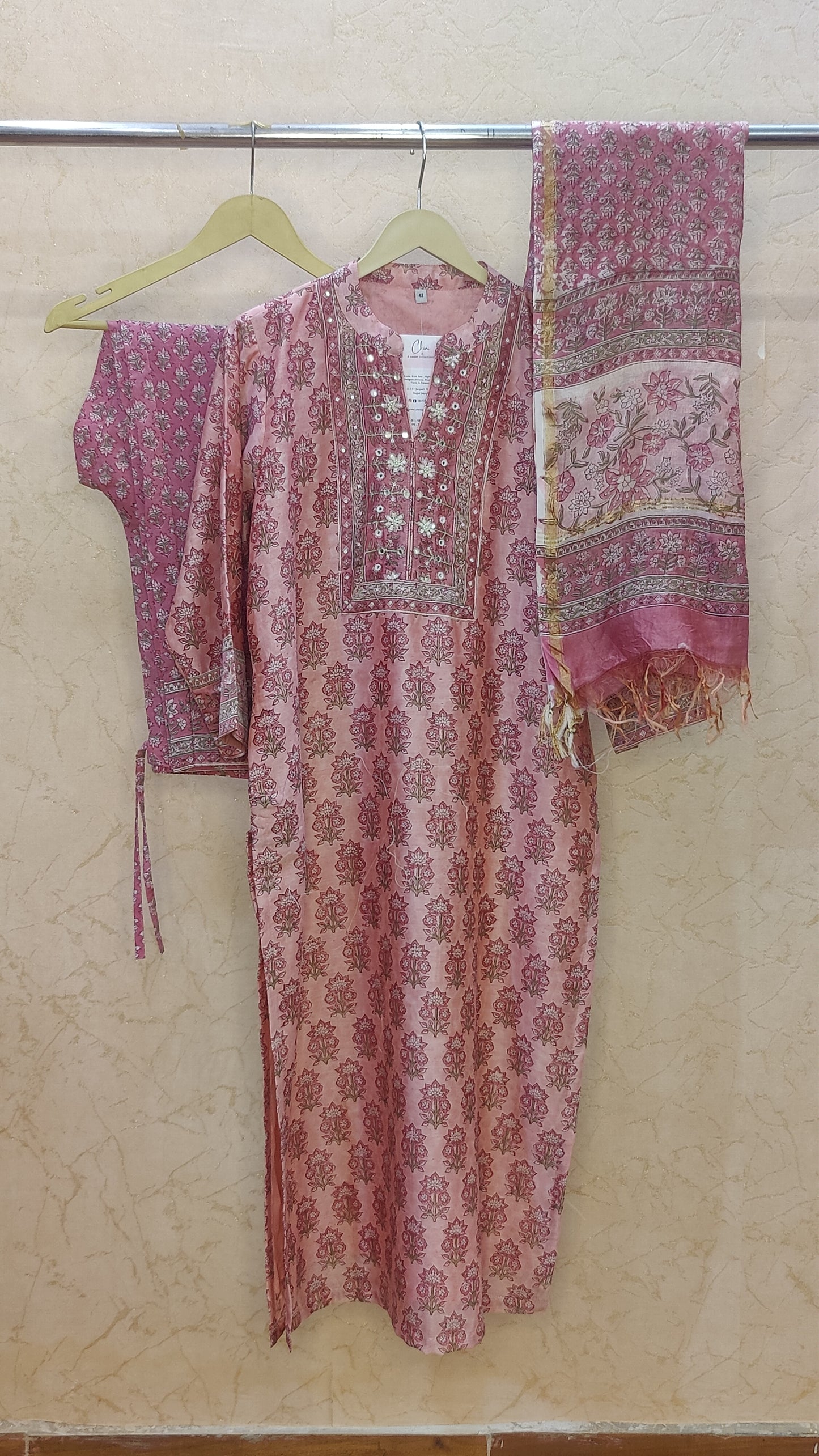 Chanderi kurti with pant and dupatta M92400/SHL