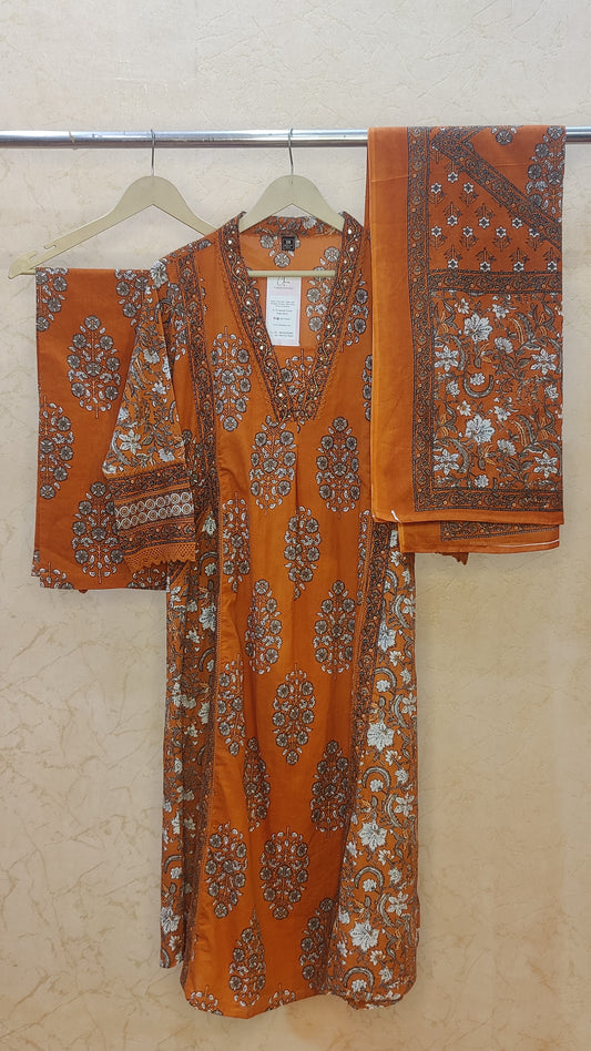 Pure Cotton kurti with pant and dupatta M91025/SS