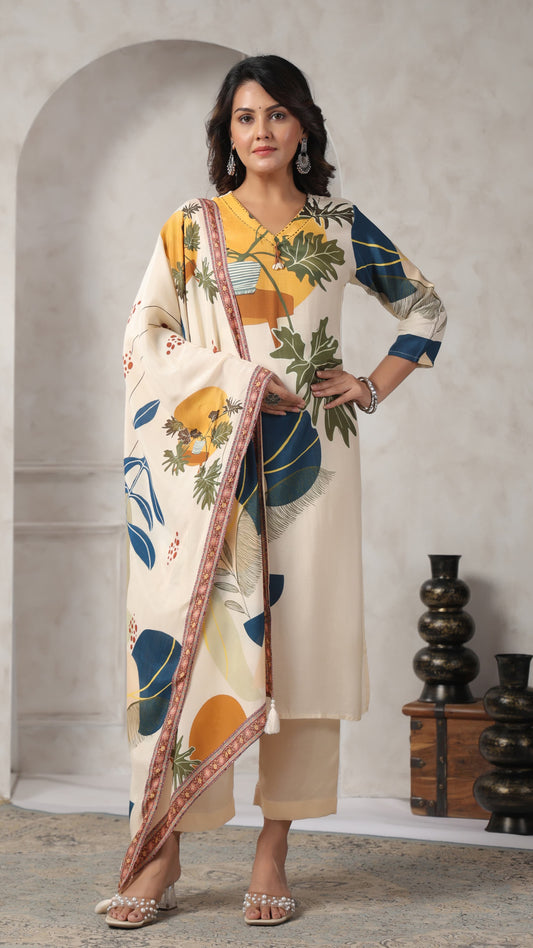 Pure Muslin kurti with pant and Dupatta AU1425AUMUS