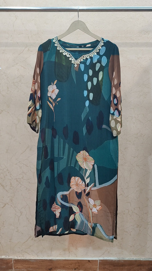 Pure Crape Kurti with pant and dupatta M91750GB