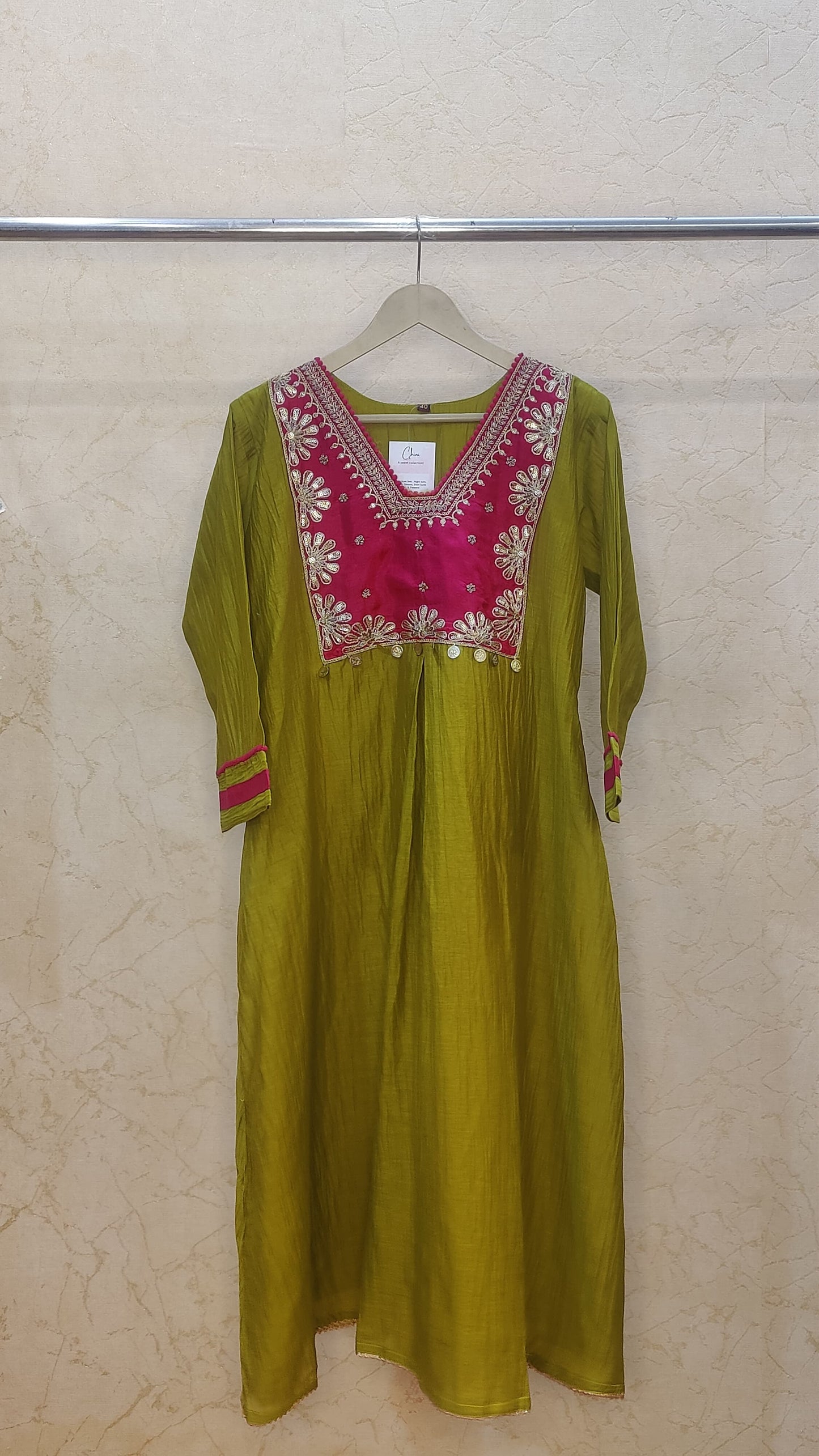 Mul Chanderi kurti with pant and dupatta M92500/RF