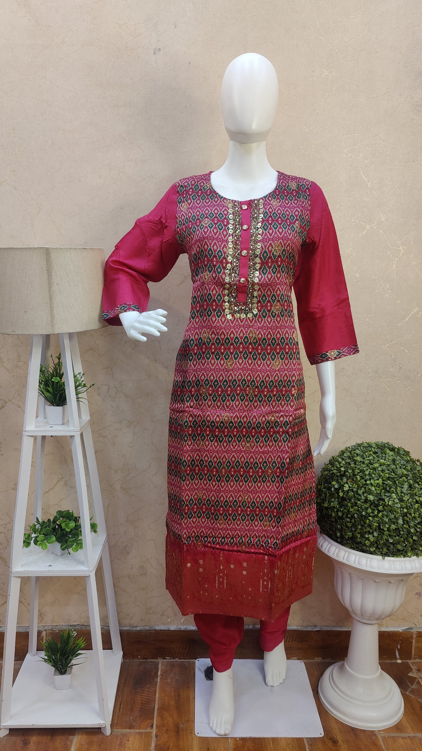 Silk kurti with pant and Dupatta M91970MUSLI