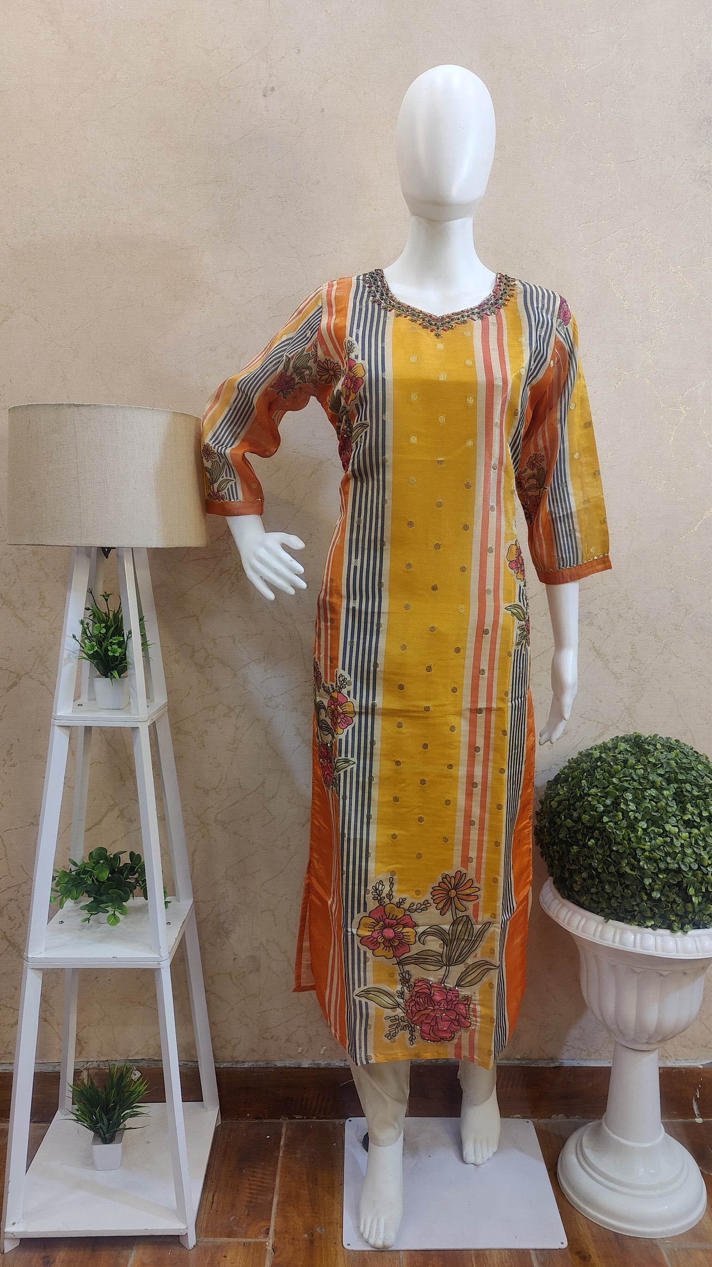 Tissue Silk Kurti With Pant And Dupatta M91380LTM