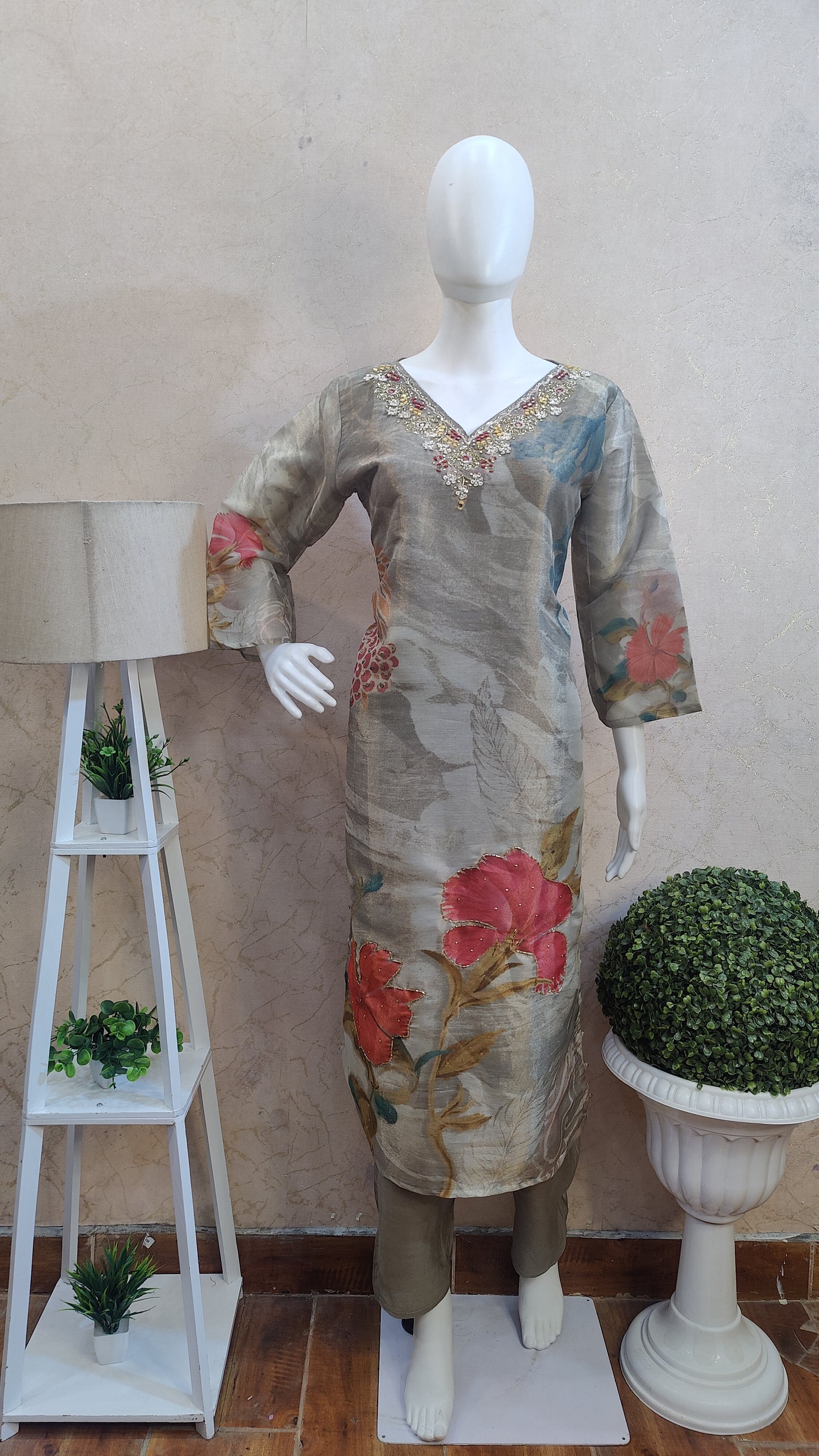 Silk Kurti with pant and Dupatta