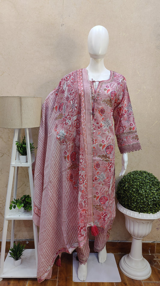 Pure Cotton kurti with pant and Dupatta COM1640S44