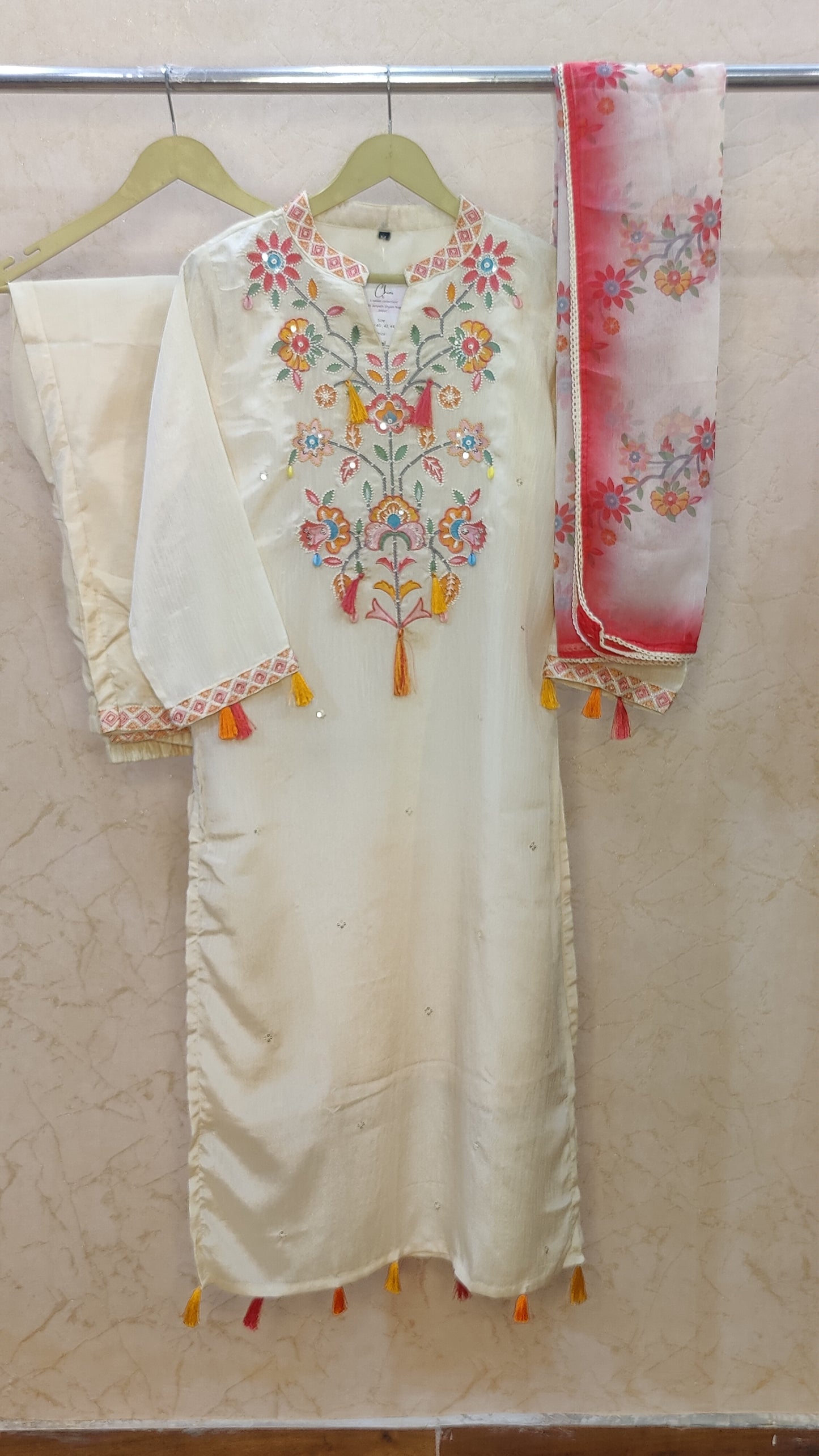 Silk Kurti With Pant And Dupatta set M91195AUR