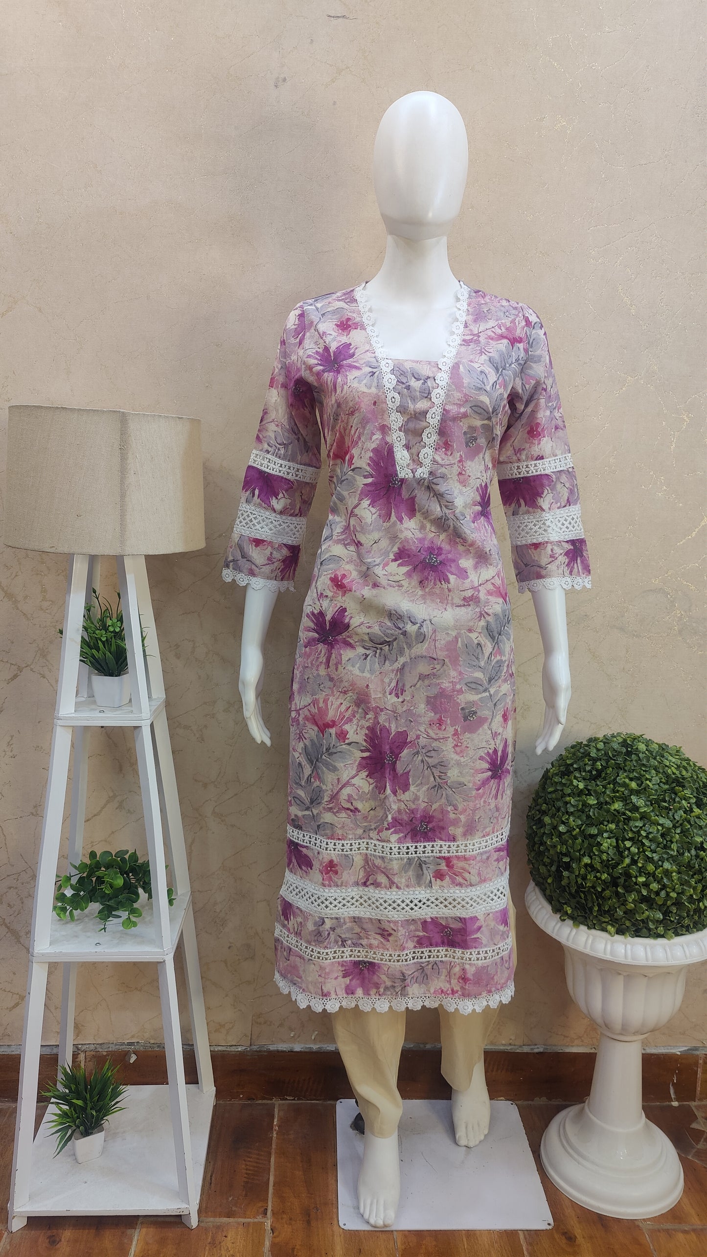 Pure Cotton Kurti with pant and Dupatta M1025/AU