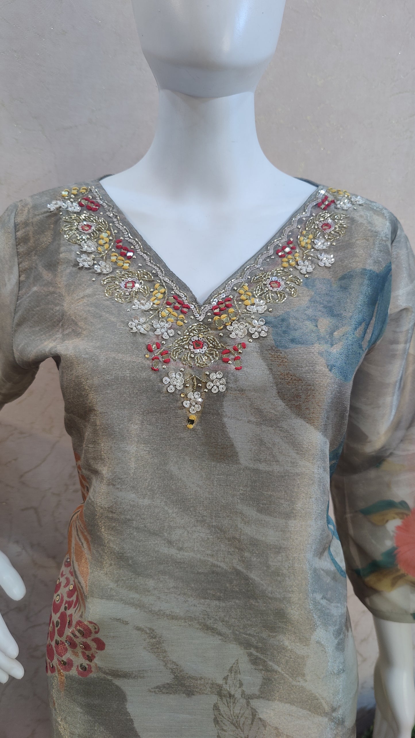 Silk Kurti with pant and Dupatta