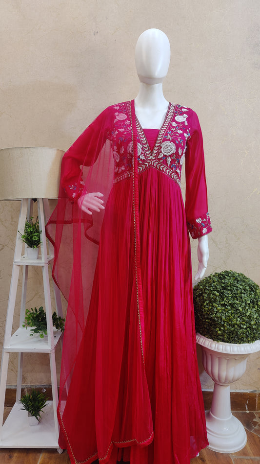 Pure Chinon Long gown with Dupatta LM92800CHINON