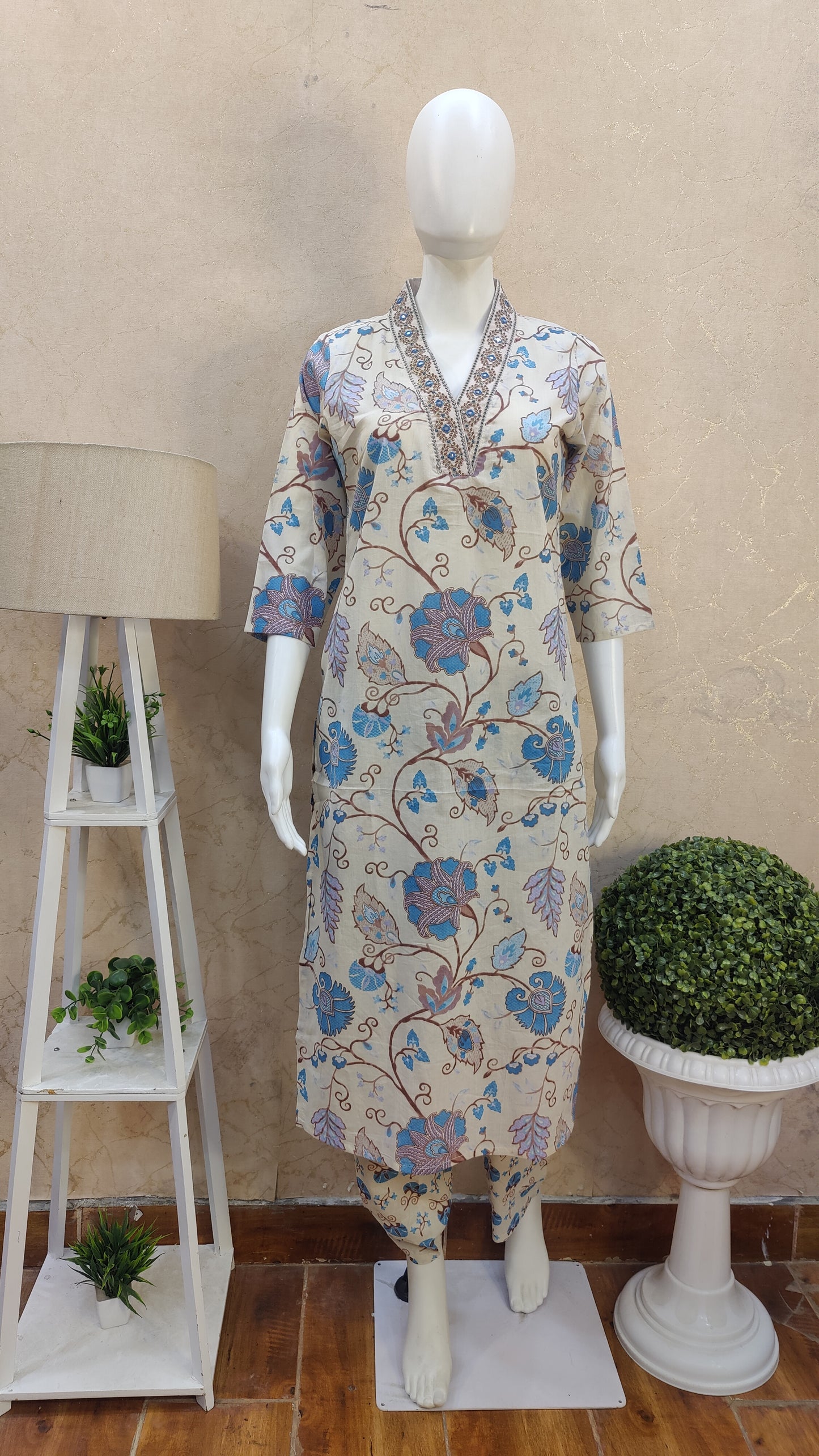 Pure Cotton Kurti with pant and Dupatta M9920AUR
