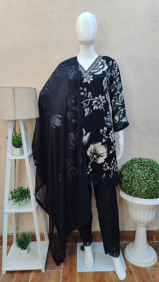 Pure Chinon kurti with pant and Dupatta M92300/AUR