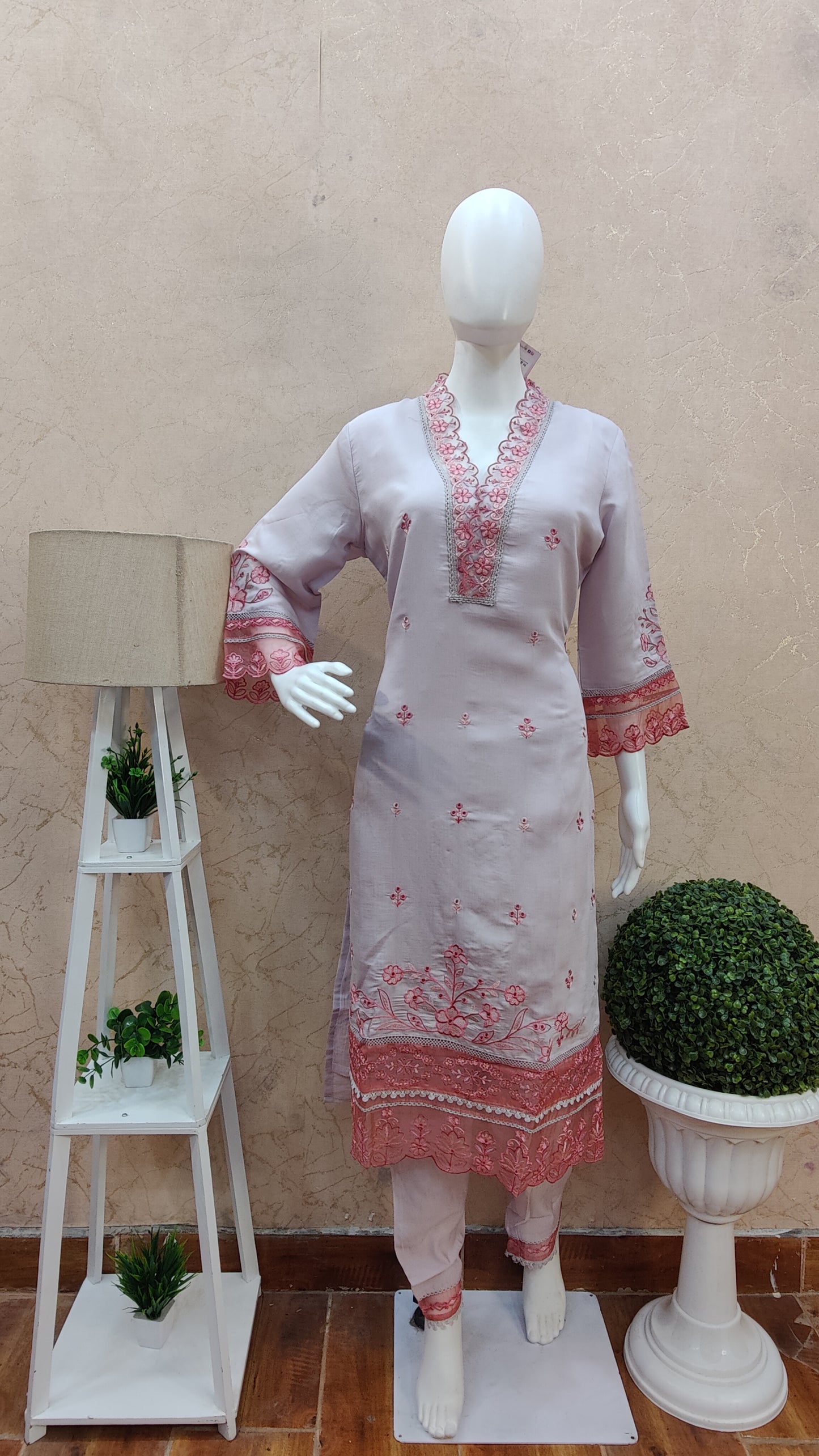 Pure Muslin kurti with pant and Dupatta