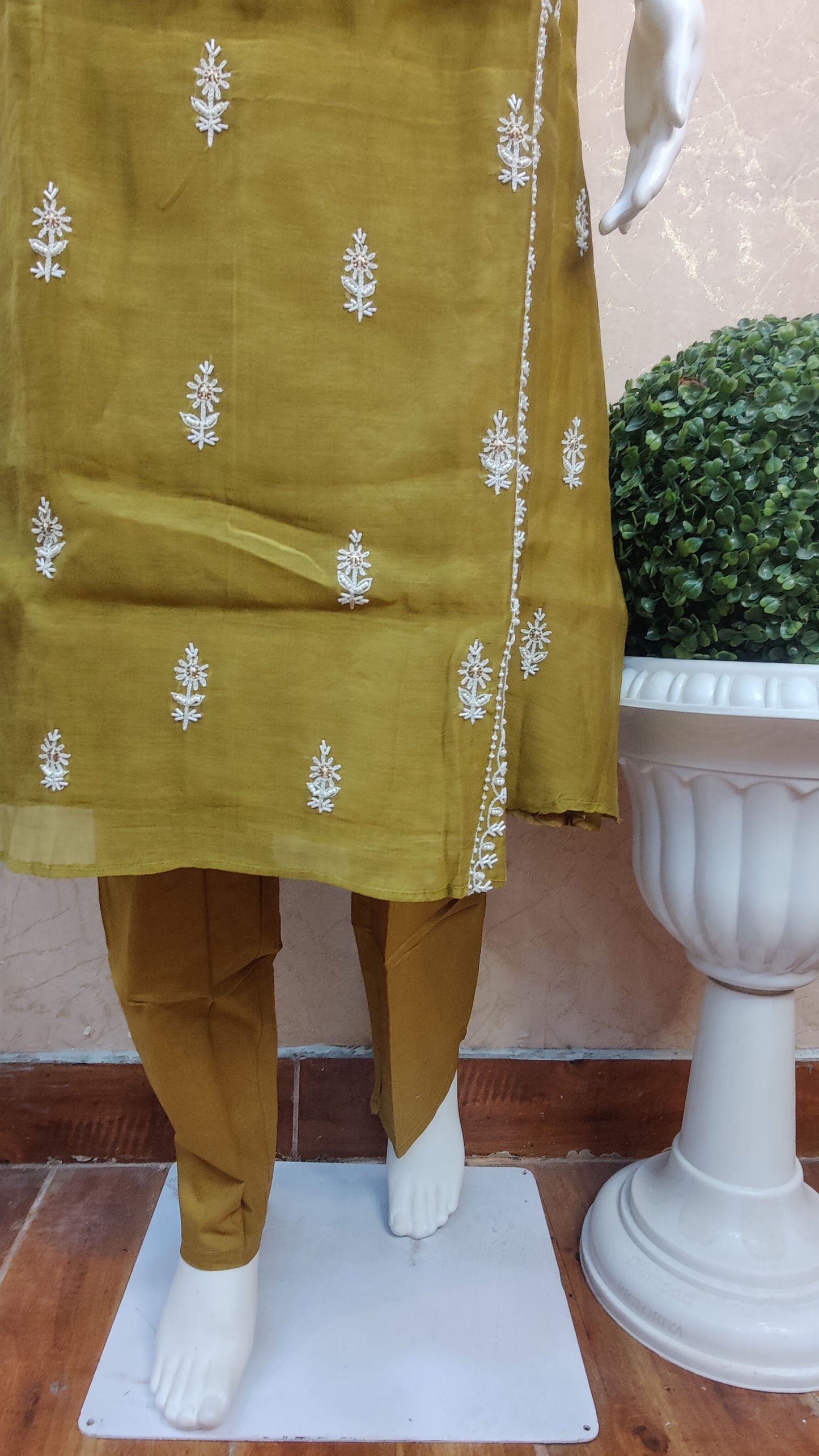 Pure Organza Kurti with pant and Dupatta GBM91565A