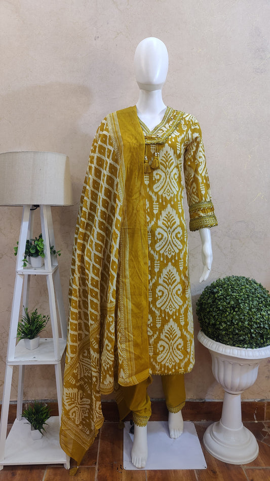 Pure Cotton Kurti with pant and Dupatta M91025/AUR