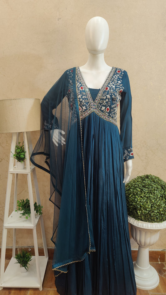 Pure Chinon long gown with Dupatta LM92800CHINOTI