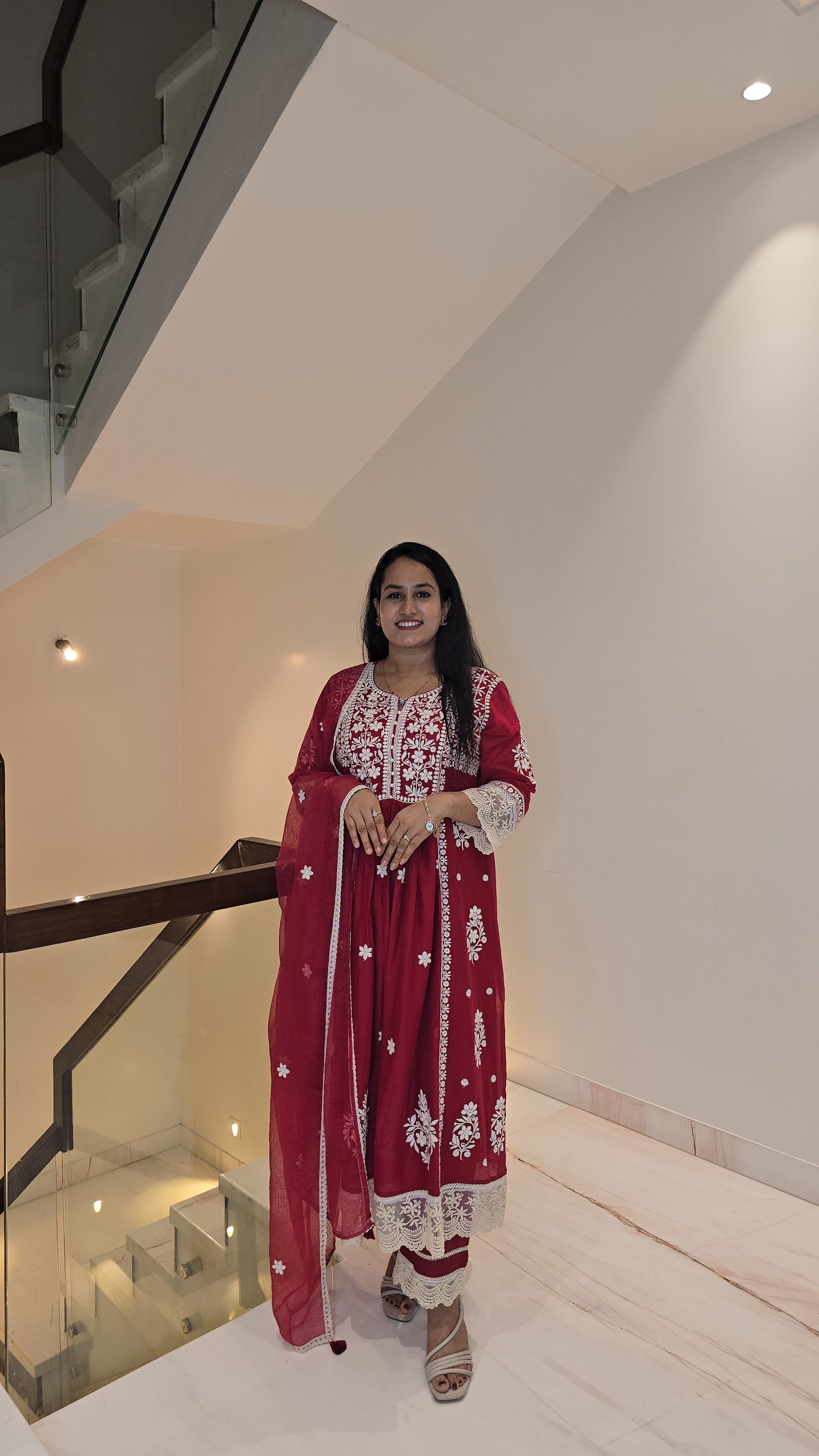 Mul Cotton Anarkali Kurti with pant and dupatta.M91970GB