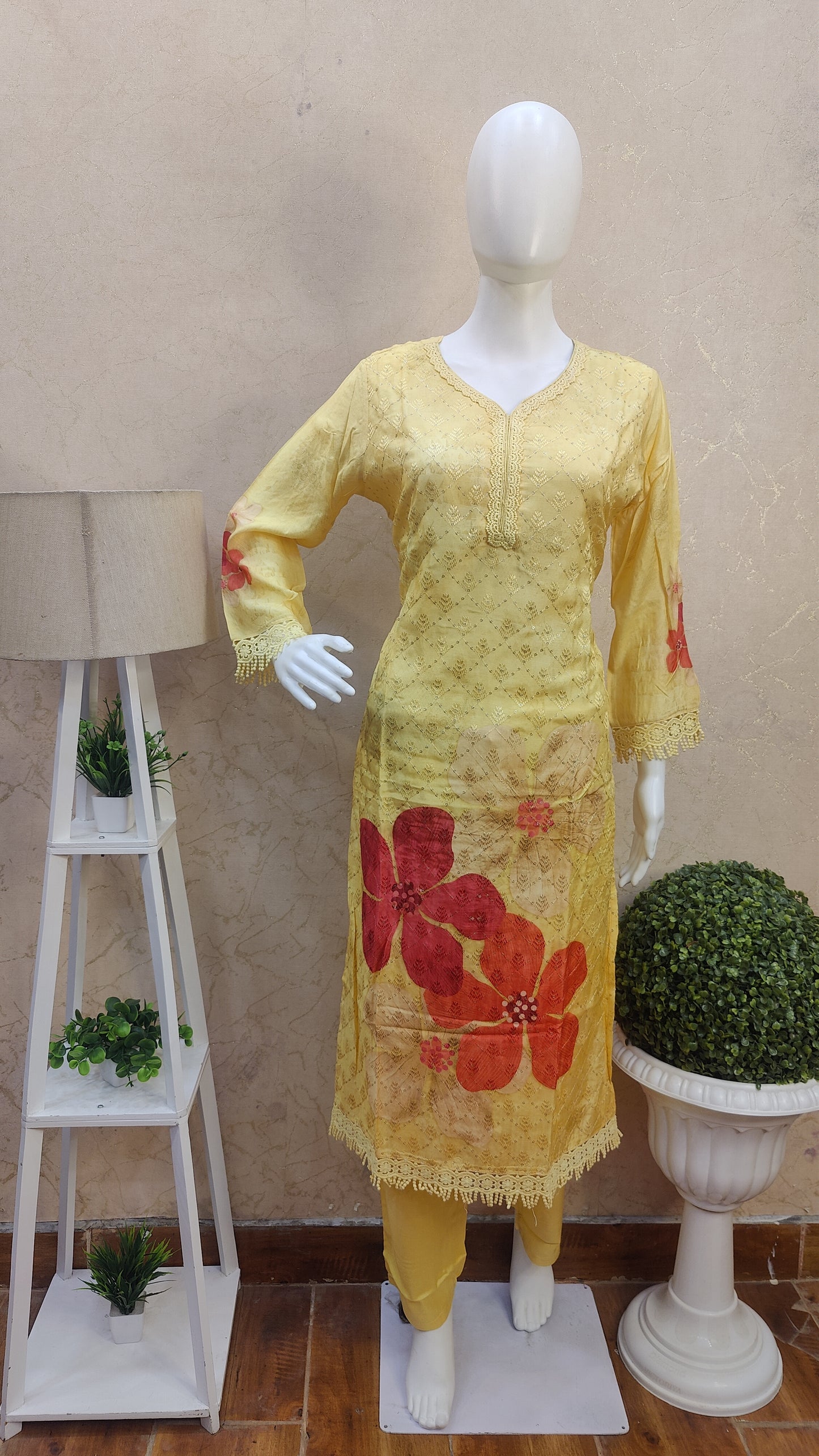 Schiffli kurti with pant and Dupatta MSG91600SHIFLIS