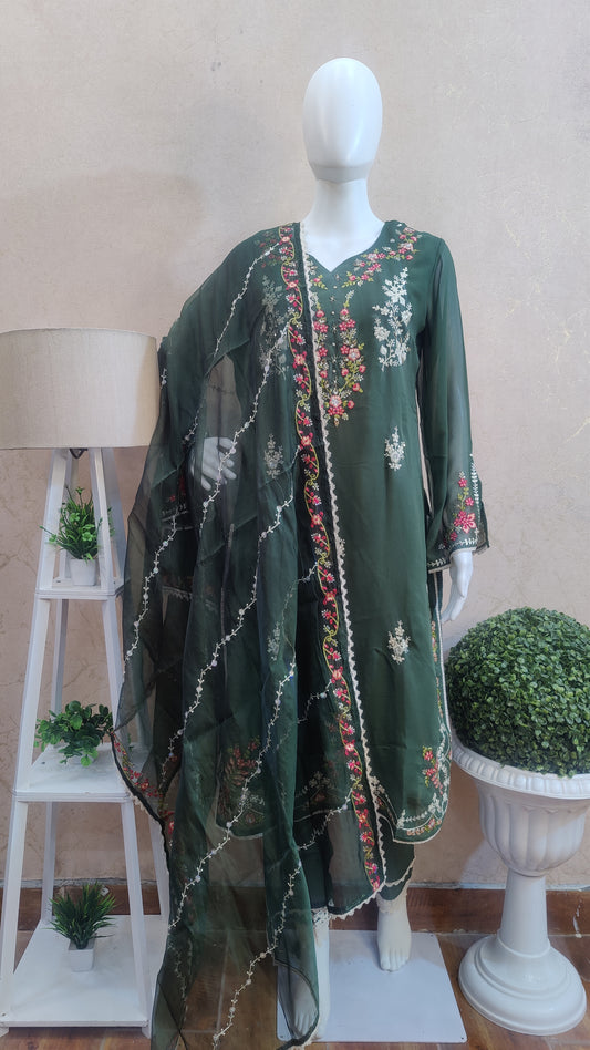 Organza Kurti With Pant And Dupatta M91565LTM