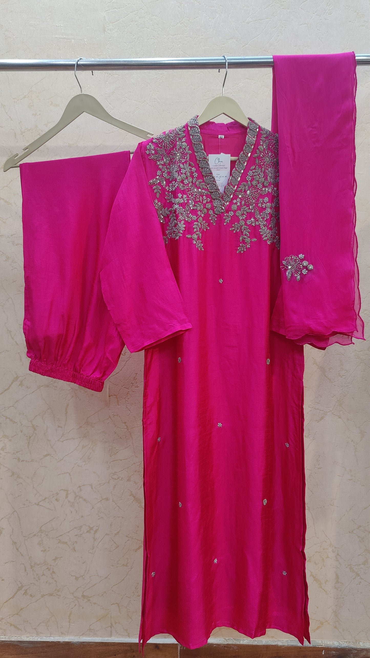 Pure Silk Kurti with pant and dupatta set. M93695