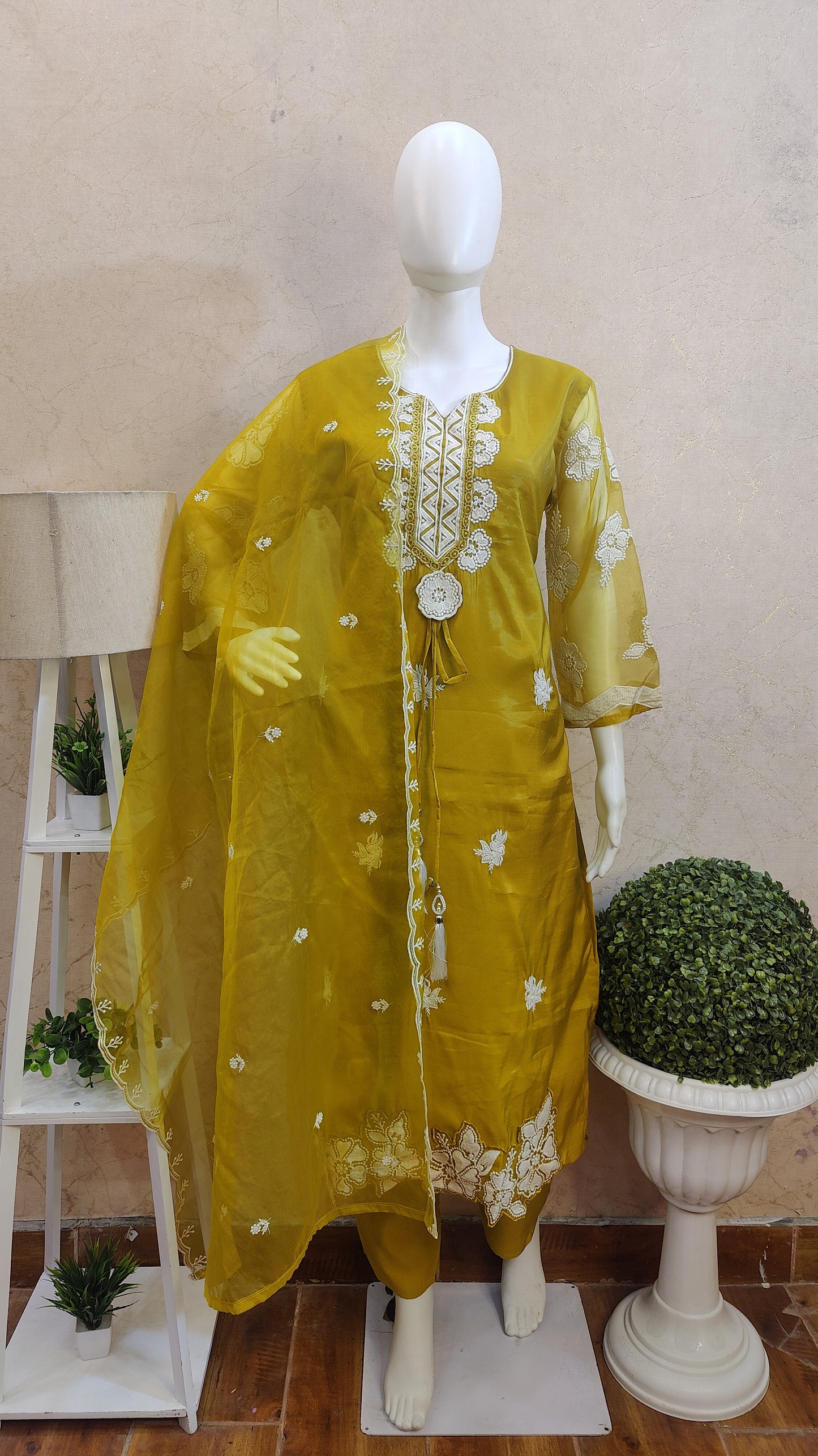 Silk Kurti with pant and Dupatta