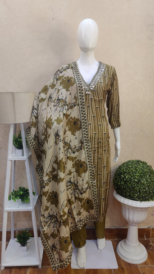 Pure Muslin Kurti with pant and Dupatta MUSM91565M40