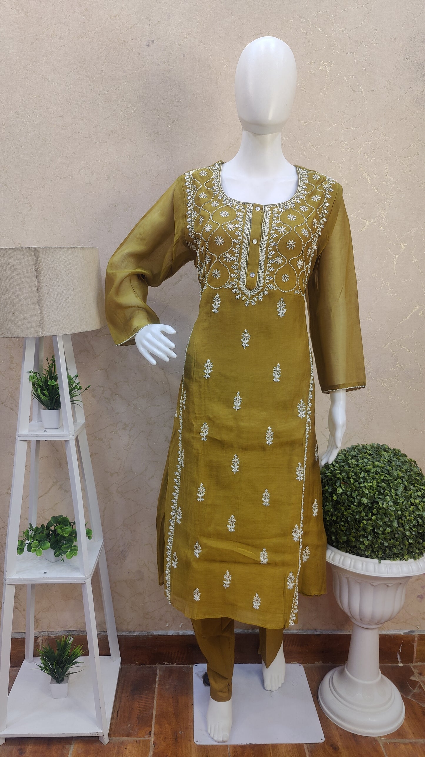 Pure Organza Kurti with pant and Dupatta GBM91565A