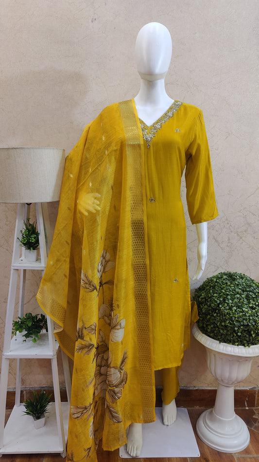 Muslin Kurti with pant and dupatta M91300HK