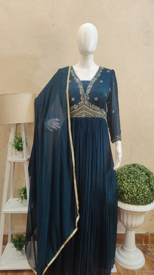 Pure Chinon long gown with Dupatta LM92800CHINO