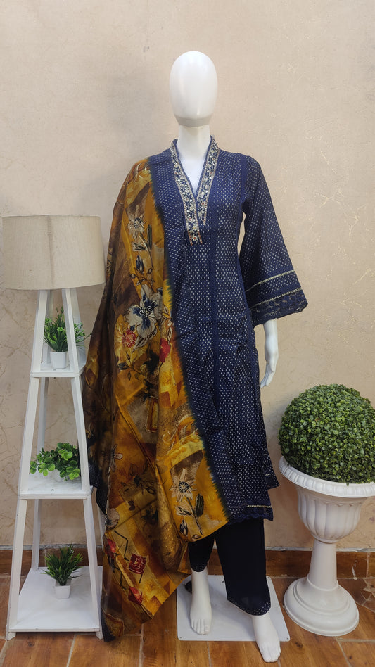 Pure Muslin Kurti with pant and Dupatta SGM91790MUS