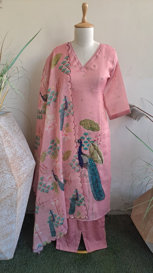 Jamdani Kurti with pant and Dupatta M91790/FL