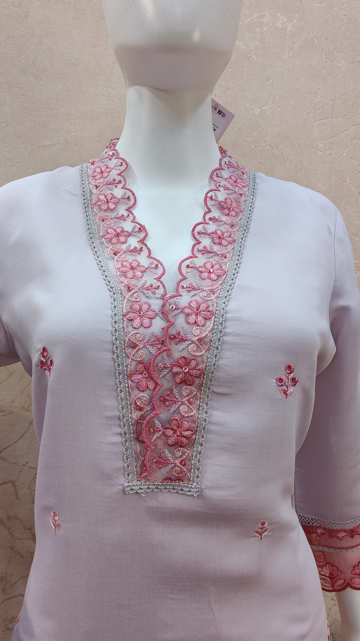 Pure Muslin kurti with pant and Dupatta