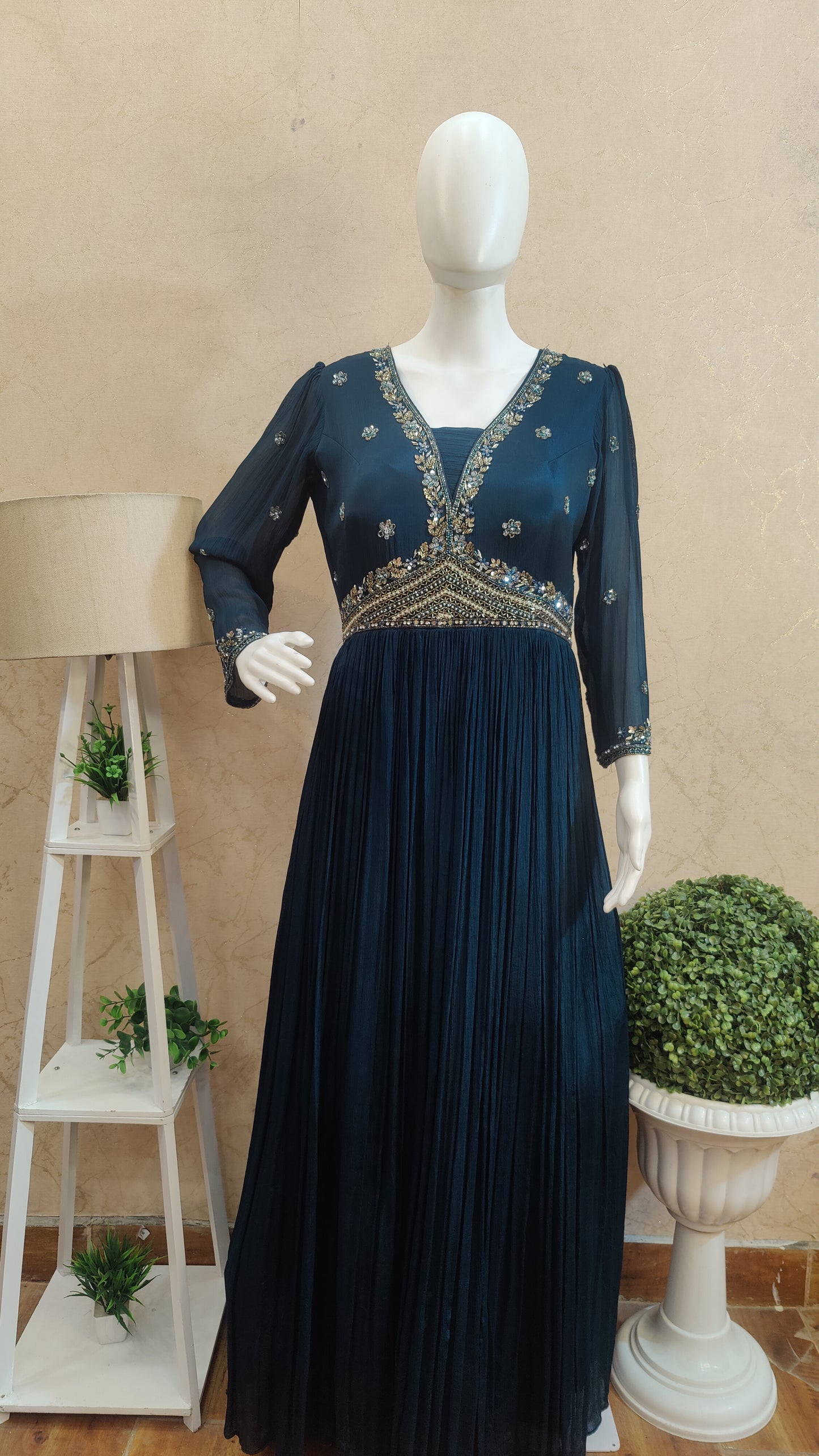 Pure Chinon long gown with Dupatta LM92800CHINO