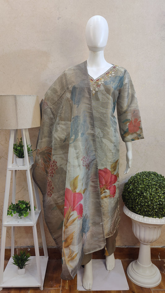 Silk Kurti with pant and Dupatta