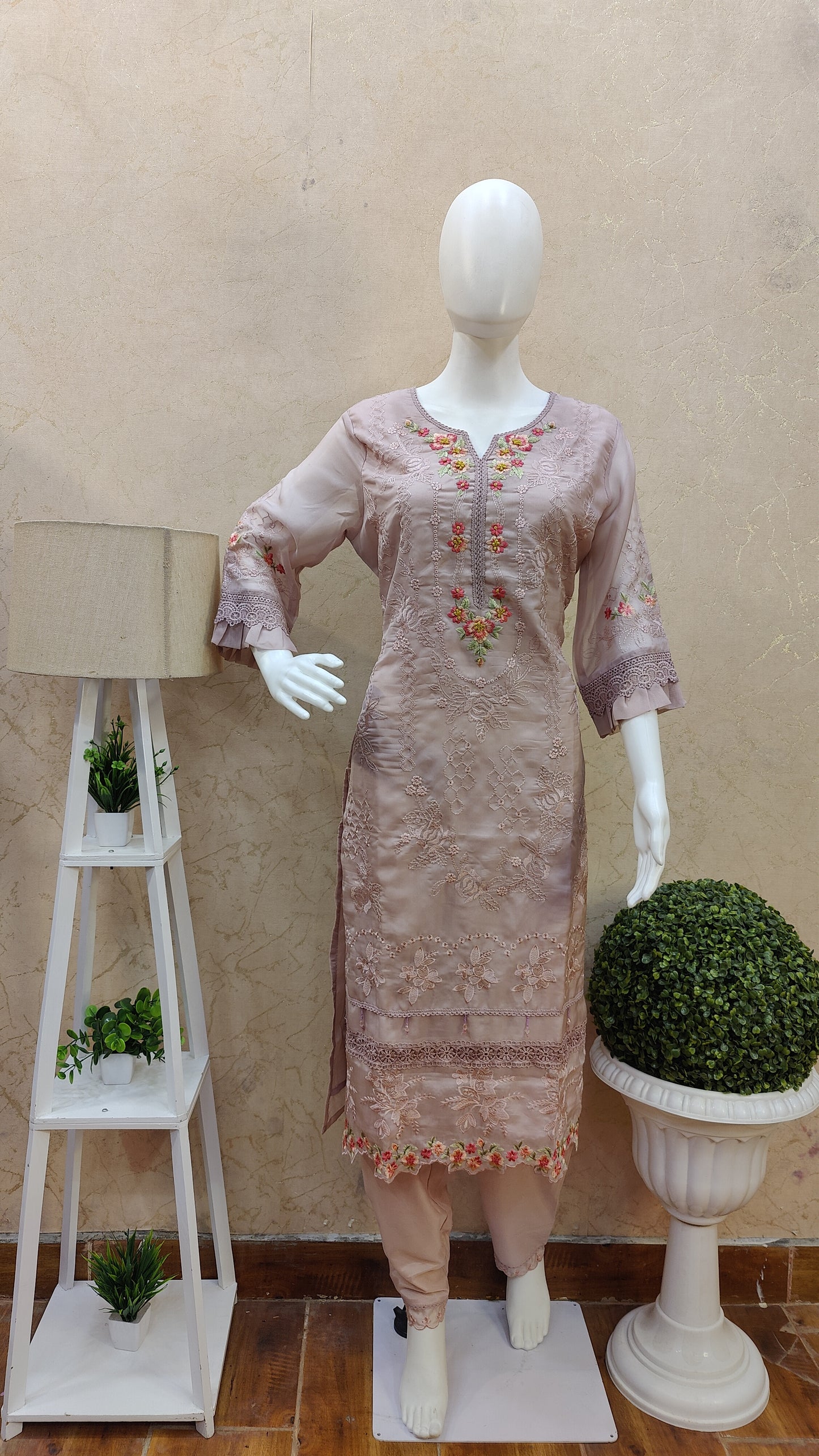 Pure Muslin kurti with pant and Dupatta