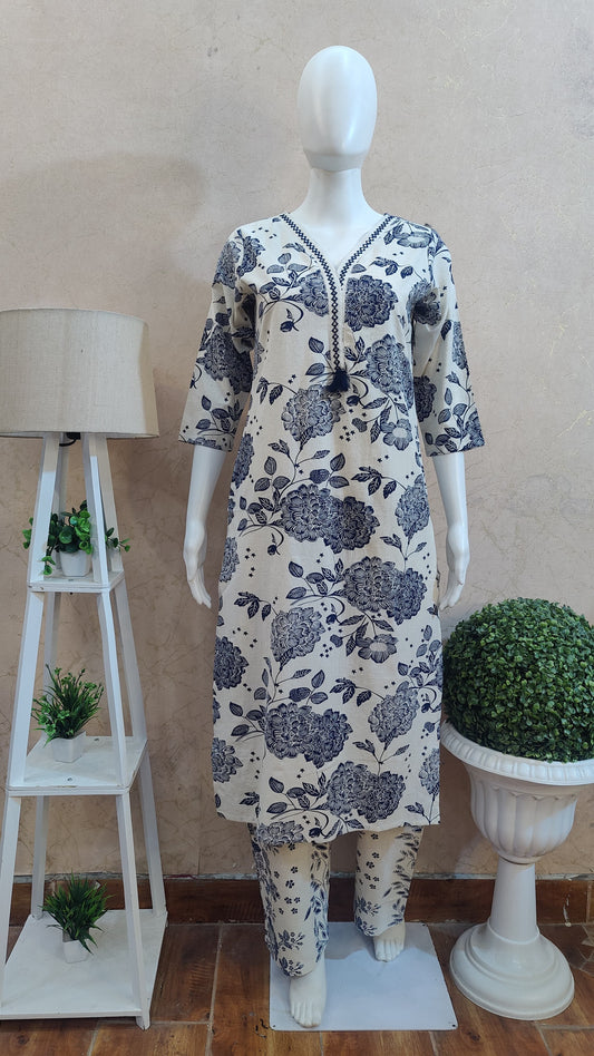 Pure Cotton Kurti with pant set M8840/AUR