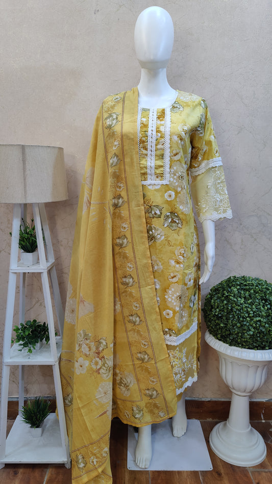 Pure Cotton Kurti with pant and dupatta M91325/GB