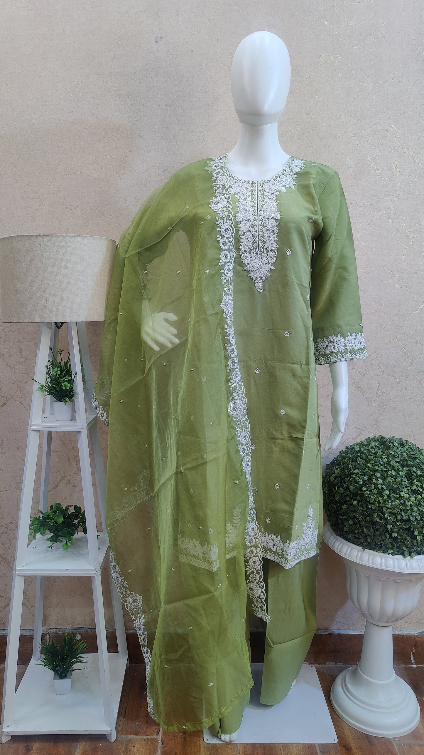 Silk Kurti With Pant And Dupatta M91325LTM