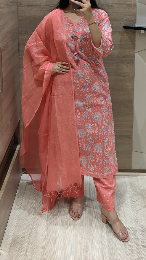 Pure Cotton kurti with pant and Dupatta M91050/FL